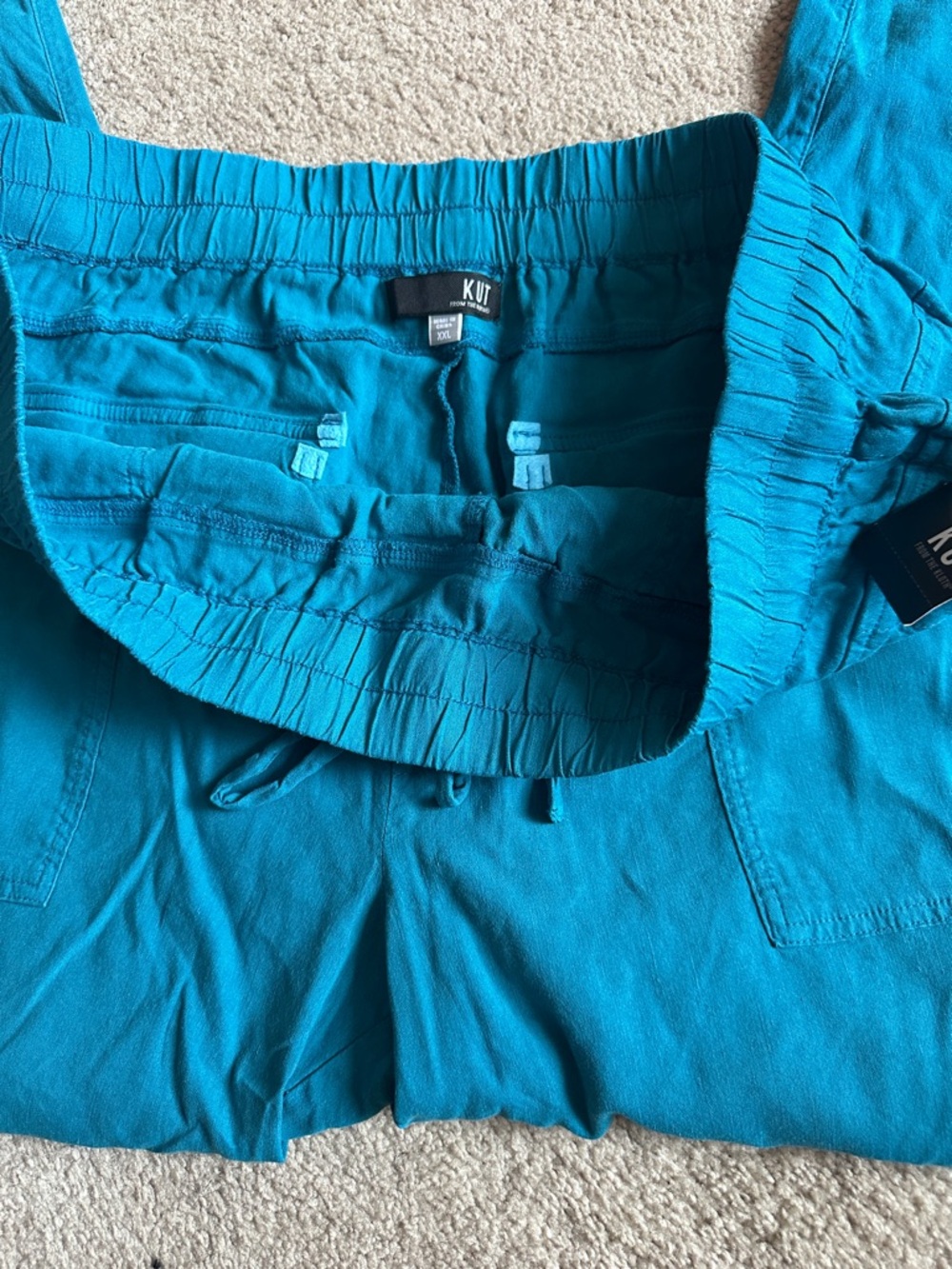 Kut from the Kloth Teal Cropped Linen Pants - Picture 5 of 5